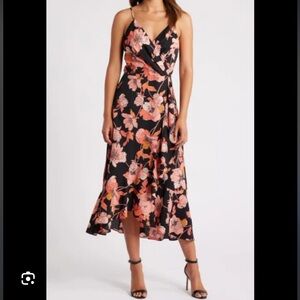 Floral Black and Pink Women's Dress